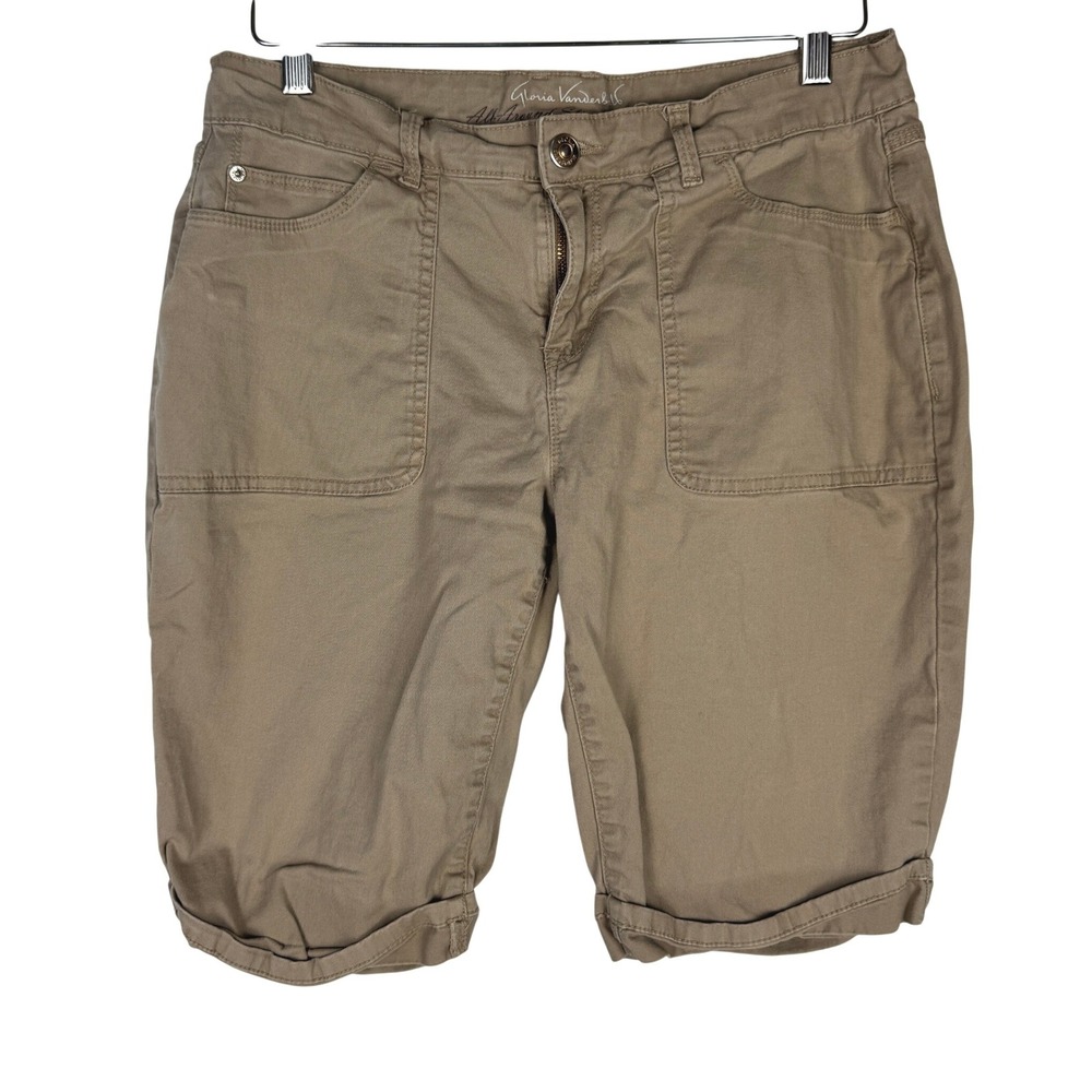 Gloria Vanderbilt Rachel Bermuda‎ Khaki Tan Slimming Shorts Womens Size 8
